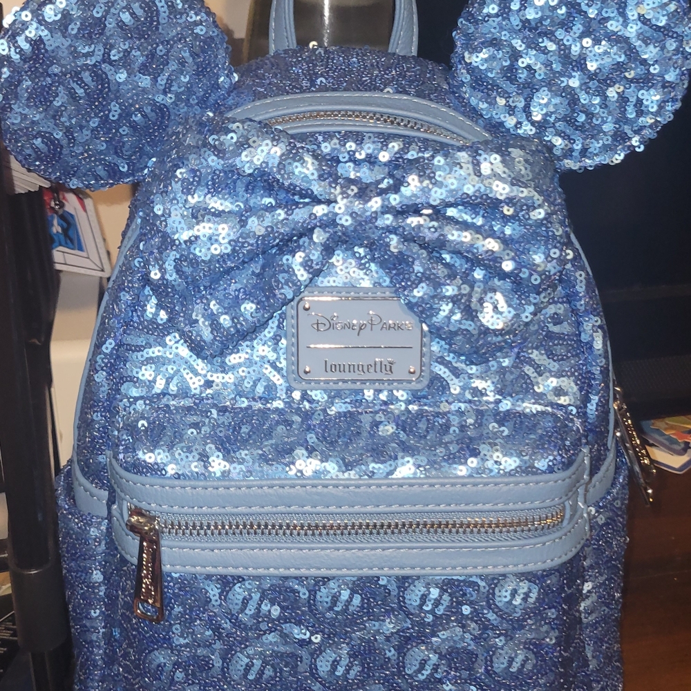Loungefly Blue Hydrangua Sequin Backpack